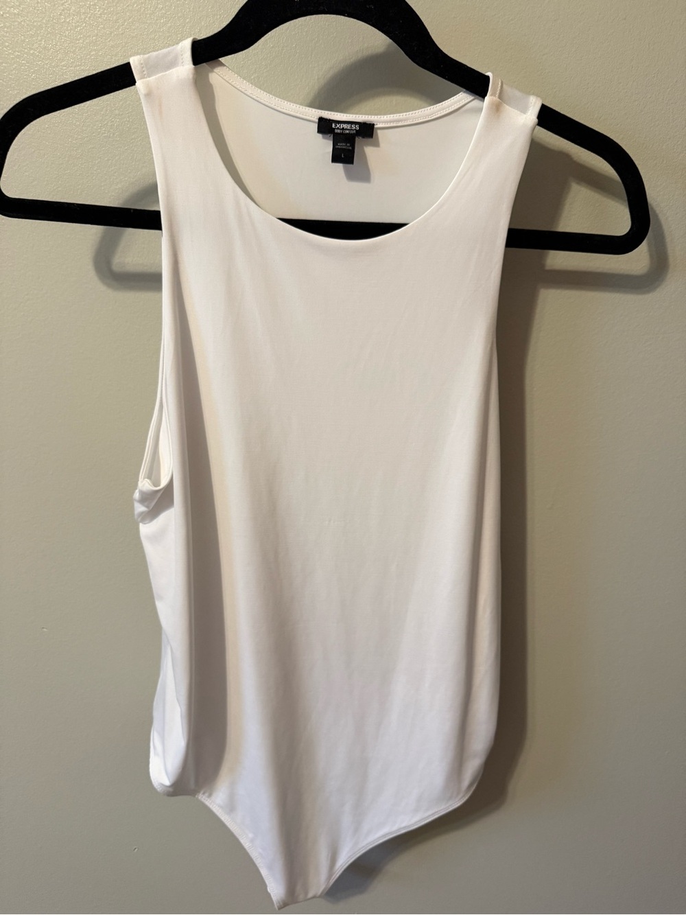Express Sleeveless Scoop-Front White Bodysuit